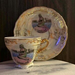 Vintage Copenhagen Langelinie Teacup & Saucer Set – European Porcelain